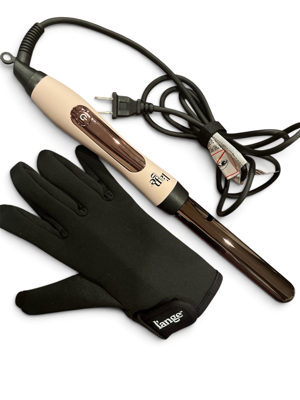 L’ange Hair Le Curl 1” Titanium Curling Wand in Blush w/glove
